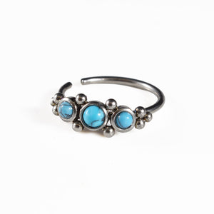 tribal nose ring Indian style with turquoise stones
