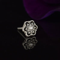 sterling silver flower mandala  indian nose stud