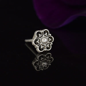 sterling silver flower mandala  indian nose stud