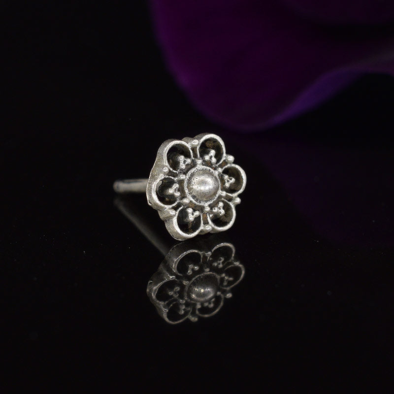 sterling silver flower mandala  indian nose stud