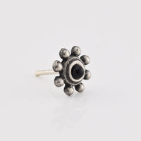 Tribal Indian Nose Stud, Silver with Onyx Stone