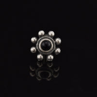 tribal indian silver nose stud with black onyx stone