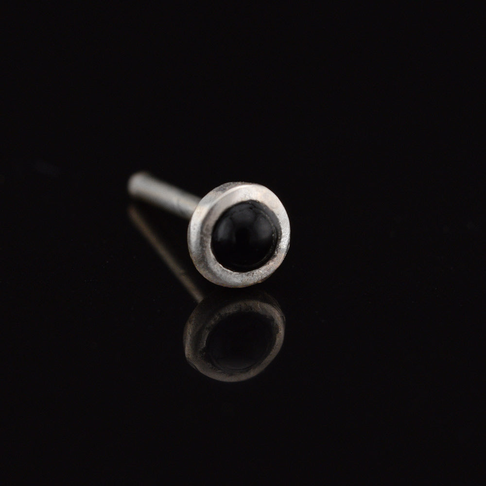 sterling silver nose stud with black onyx stone