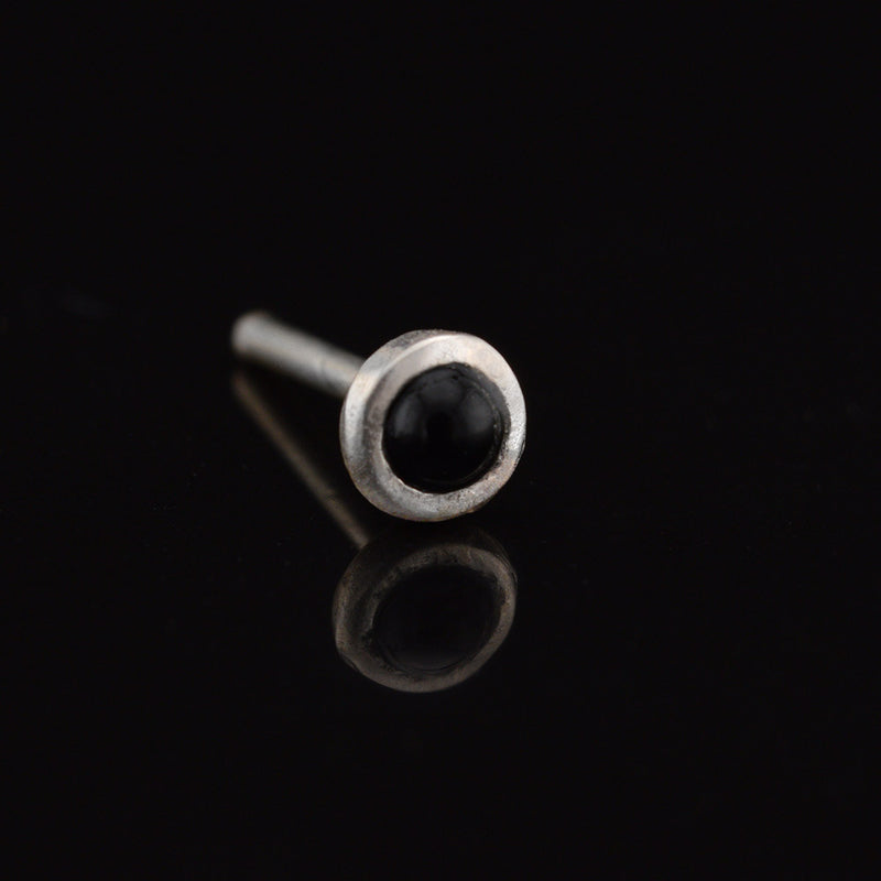 sterling silver nose stud with black onyx stone
