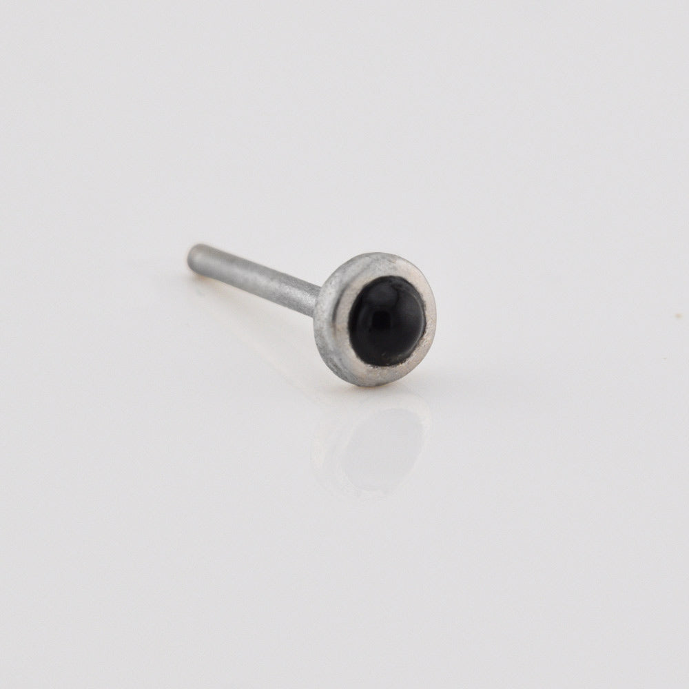 Silver Nose Stud with Onyx Stone