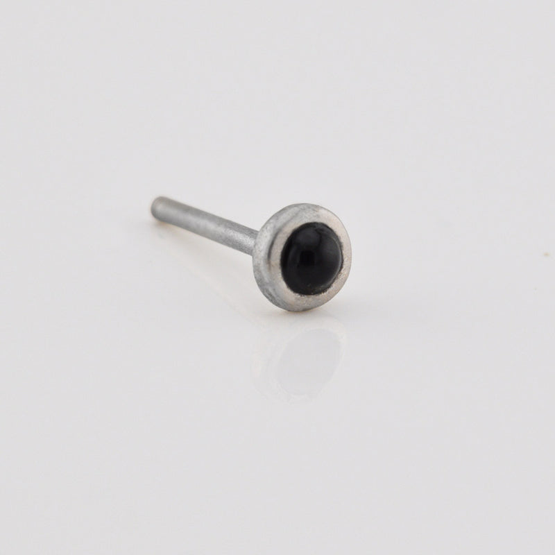 Silver Nose Stud with Onyx Stone
