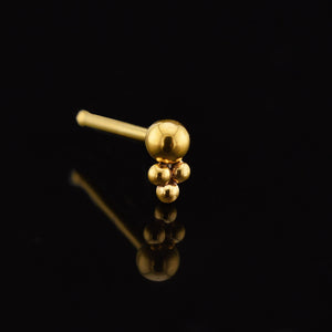 gold steel  tribal nose stud with triple dots