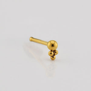 gold steel nose pin with triple dots