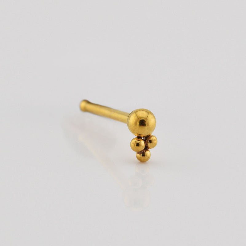gold steel nose pin with triple dots