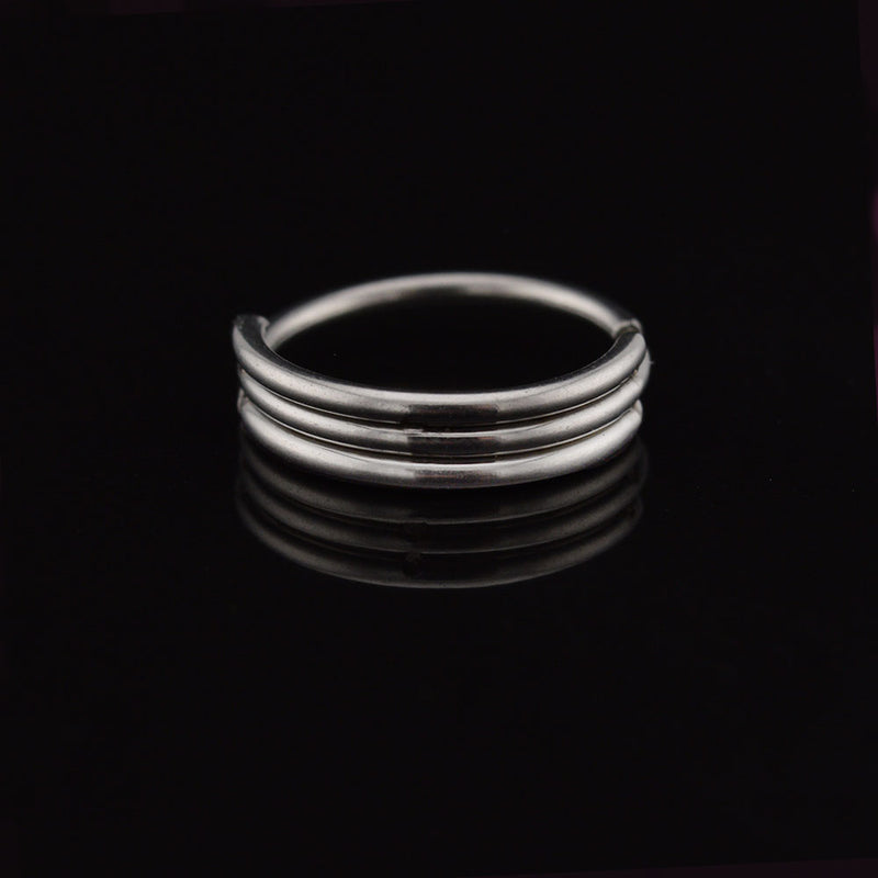 Triple nose ring 3 bands in steel