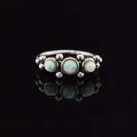 indian style nose ring with opal stones and tribal dots