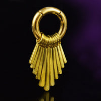 gold hoop ear weights with hanging solar rays