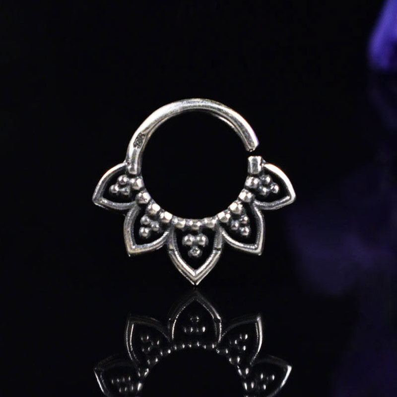 Silver Septum Ring, Small Pretty Indian Design