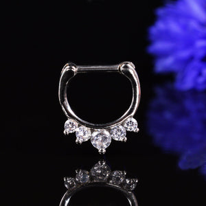 septum clicker ring with clear jewels crystals
