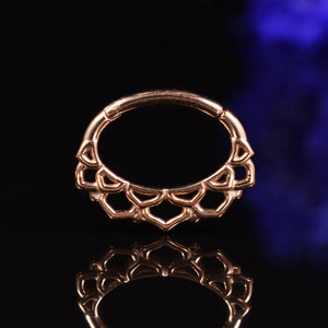 septum piercing clicker ring rose gold lotus petal design suitable for daith piercing