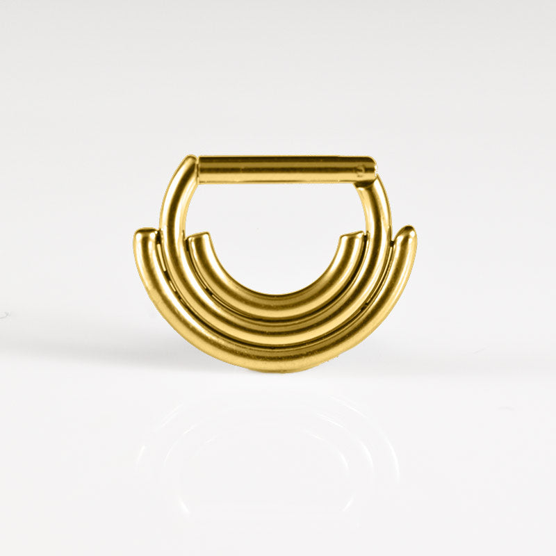 gold septum clicker with triple bars