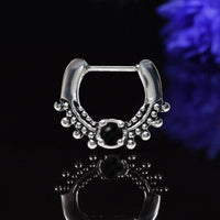 vintage septum clicker ring with black onyx stone