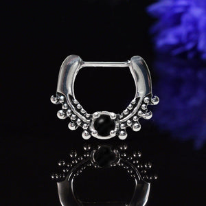 vintage septum clicker ring with black onyx stone