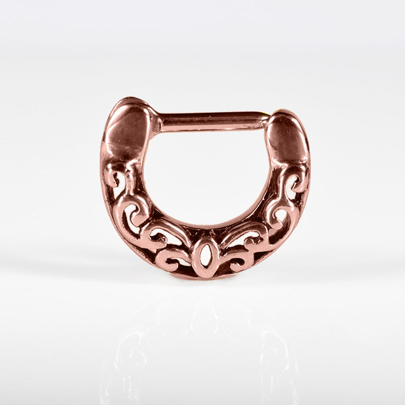 small rose gold septum clicker ring