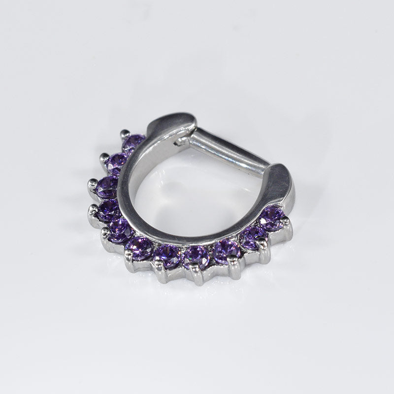 1.6mm Septum Clicker with Purple CZ Gems