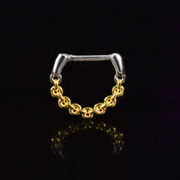 septum clicker ring with gold chain
also suitable for daith piercing