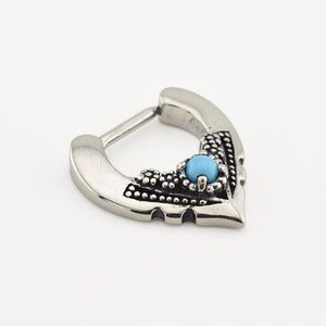 Vintage Style V shape Septum Ring with Turquoise Stone