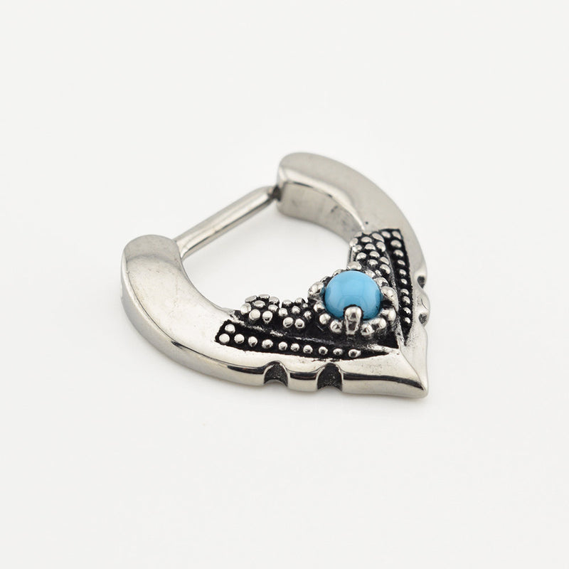 Vintage Style V shape Septum Ring with Turquoise Stone