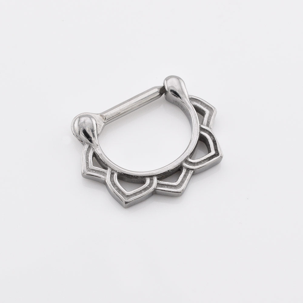 septum ring with lotus petals design