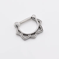 septum ring with lotus petals design