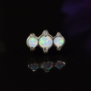 Triple Opal Silver Threadless Piercing End