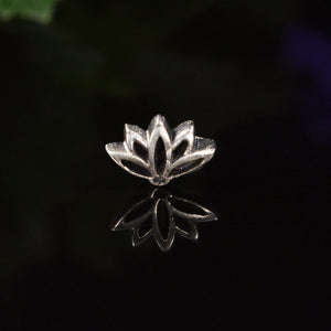 threadless piercing end silver lotus flower