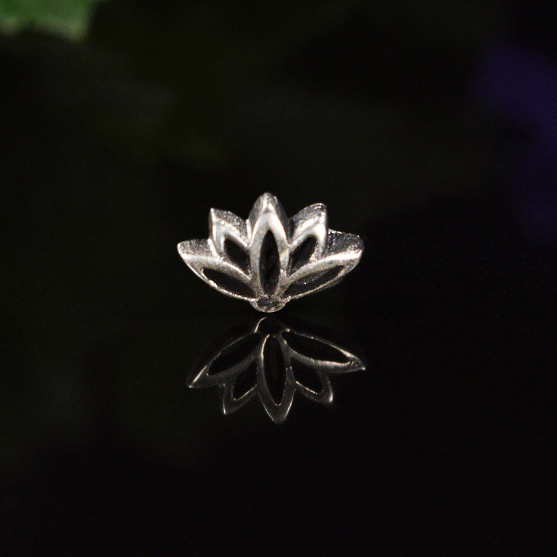 threadless piercing end silver lotus flower