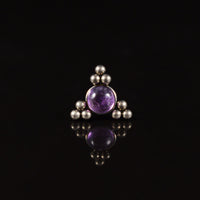Titanium threadless piercing end ornamental beads with amethyst