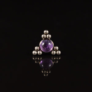 Titanium threadless piercing end ornamental beads with amethyst