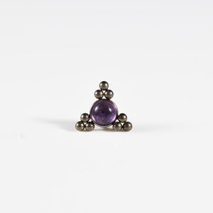 titanium threadless piercing end with amethyst