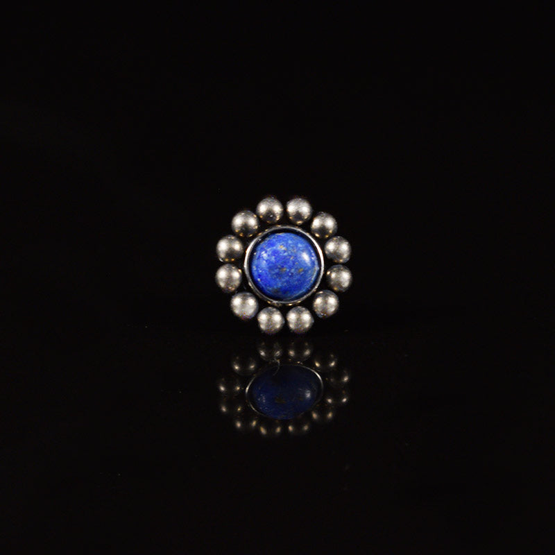 Titanium Threadless Piercing End with Lapis Lazuli Stone