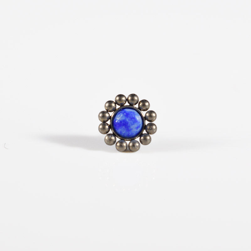 Threadless Piercing End, Titanium Beads with Lapis Stone – Arka
