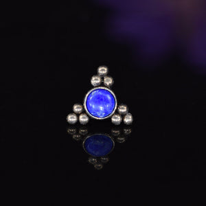 titanium threadless piercing end with Lapis Lazuli stone