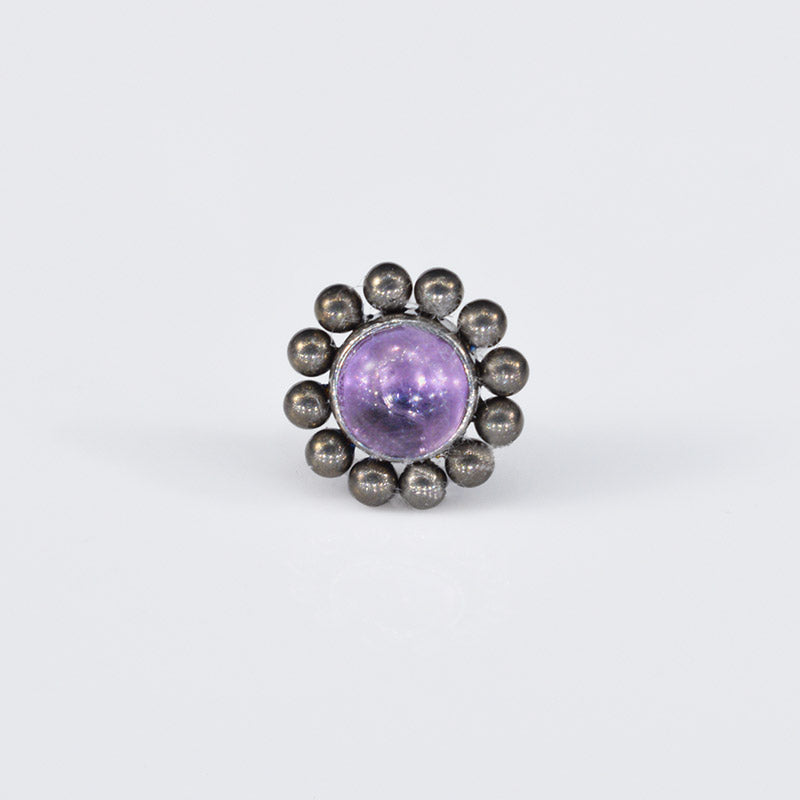 Threadless Piercing End, Titanium Beads with Amethyst