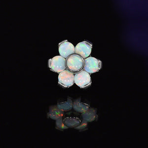 titanium threadless end with 5 opal flower