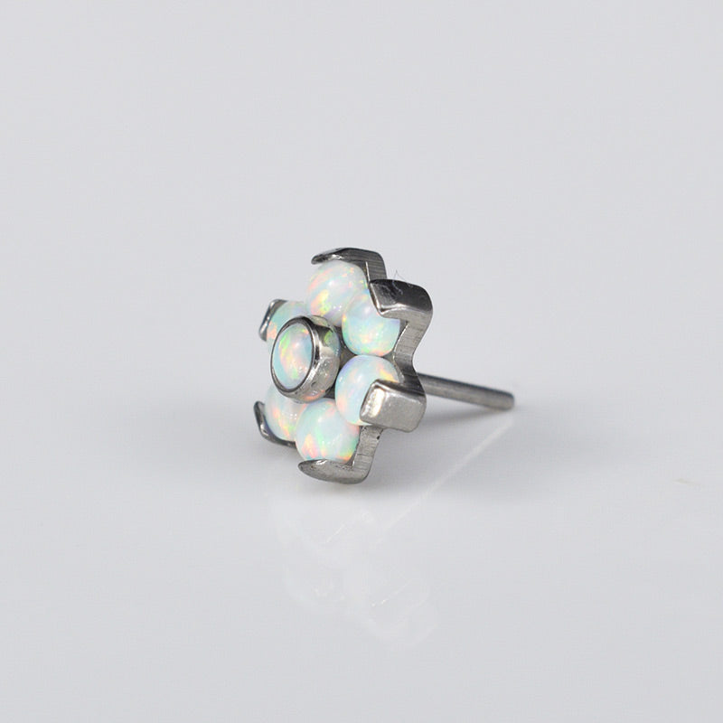 Threadless Titanium Piercing End with Opal Cluster