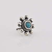 Silver Threadless End Tribal Beads and Turquoise Stone