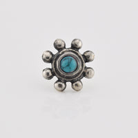 threadless piercing end, sterling silver with turquoise stone