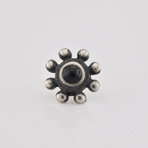 Silver Threadless End Tribal Beads and Onyx Stone