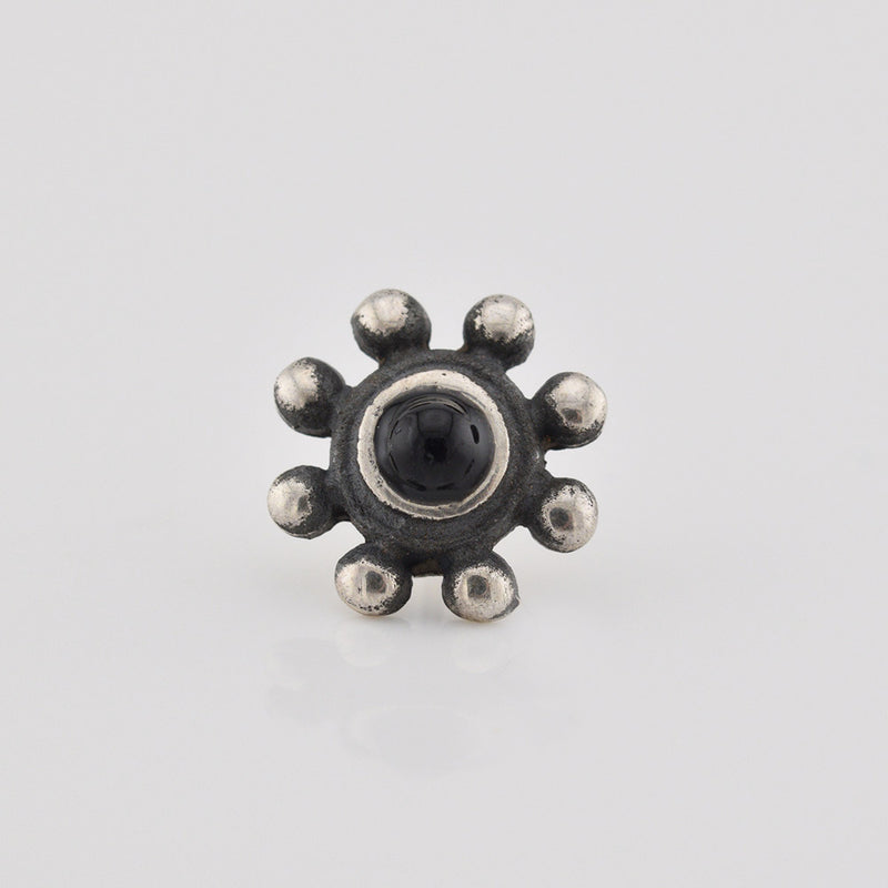 Silver Threadless End Tribal Beads and Onyx Stone