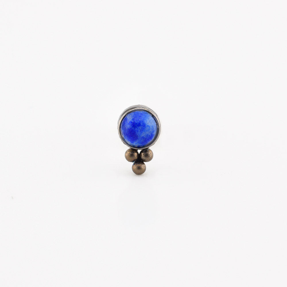 Threadless Piercing End Lapis Stone with Triple Titanium Beads, Threadless Piercing End, – Arka