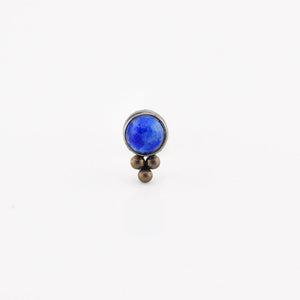 Lapis Stone with Triple Titanium Beads, Threadless Piercing End,