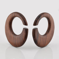 wooden hoop ear hangers on a white background