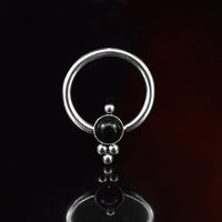 BCR Ball Closure Ring with Black Onyx Stone and Tribal Dots