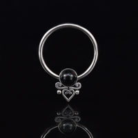 1.2mm BCR Ball Closure Ring with Black Onyx Stone and Filigree